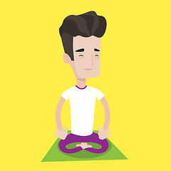 Image showing Man meditating in lotus pose vector illustration.