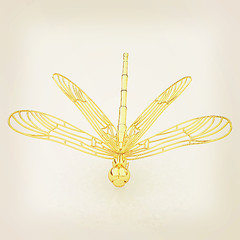 Image showing Dragonfly. 3D illustration. Vintage style.