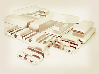 Image showing Platinum bars. 3D illustration. Vintage style.