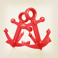 Image showing anchors. 3D illustration. Vintage style.