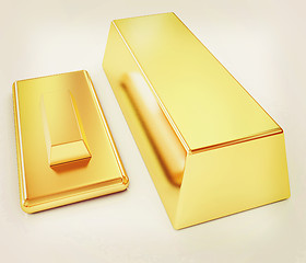 Image showing gold bars. 3D illustration. Vintage style.