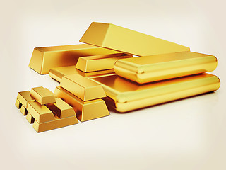 Image showing gold bars. 3D illustration. Vintage style.