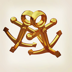 Image showing Gold anchors. 3D illustration. Vintage style.