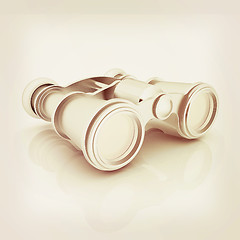 Image showing binoculars. 3D illustration. Vintage style.