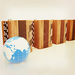 Image showing Musical instruments - retro bayans and Earth. 3D illustration. V