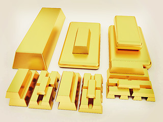 Image showing gold bars. 3D illustration. Vintage style.