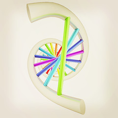 Image showing DNA structure model on white. 3D illustration. Vintage style.