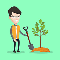 Image showing Man plants tree vector illustration.