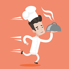 Image showing Running waiter vector illustration.