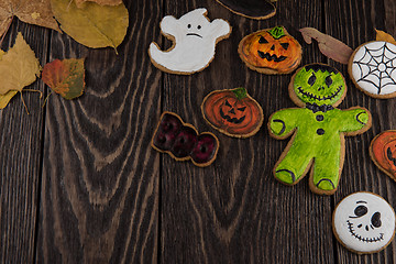 Image showing Homemade delicious ginger biscuits for Halloween