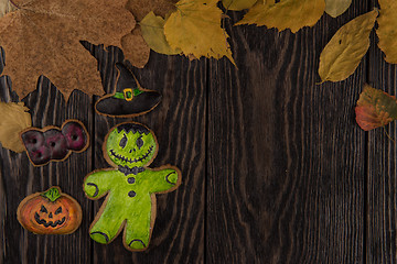 Image showing Homemade delicious ginger biscuits for Halloween