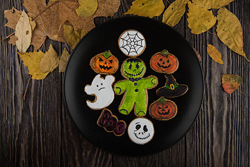 Image showing Homemade delicious ginger biscuits for Halloween