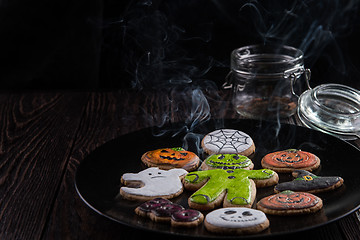 Image showing Homemade delicious ginger biscuits for Halloween