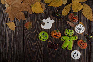 Image showing Homemade delicious ginger biscuits for Halloween