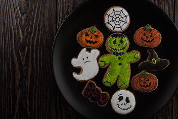 Image showing Homemade delicious ginger biscuits for Halloween