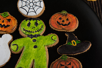 Image showing Homemade delicious ginger biscuits for Halloween