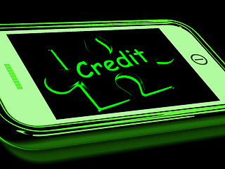 Image showing Credit On Smartphone Showing Loans