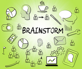 Image showing Brainstorm Icons Means Dream Up And Brainstorming