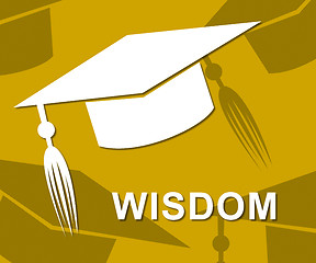 Image showing Wisdom Mortarboard Shows Degree Intellect And Diploma