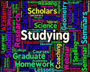 Image showing Studying Word Means University Schooling And Train