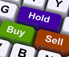 Image showing Buy Hold And Sell Keys Represent Market Strategy