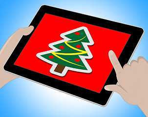 Image showing Christmas Tree Online Indicates Xmas Greeting And Computing