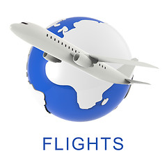 Image showing Airplane Flights Shows Travel Guide And Airline 3d Rendering