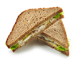 Image showing Rye bread sandwich with chicken and egg