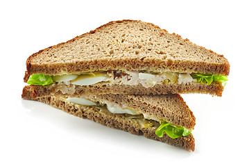Image showing Rye bread sandwich with chicken and egg
