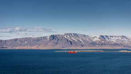 Image showing Cargo ship near reykjavik