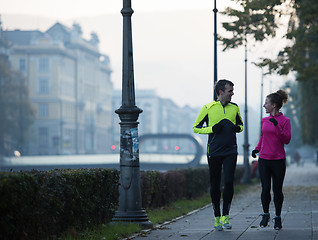 Image showing young  couple jogging