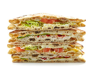 Image showing stack of various sandwiches