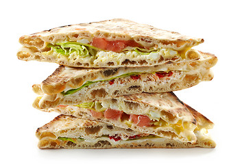 Image showing stack of various sandwiches