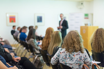 Image showing Audience in lecture hall on scientific conference.