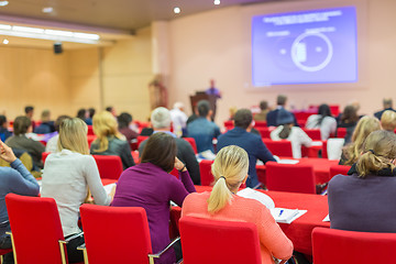 Image showing Audience in lecture hall on scientific conference.