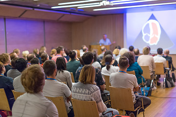 Image showing Audience in lecture hall on scientific conference.