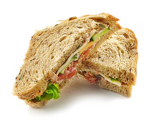 Image showing Sandwich with salmon on white background