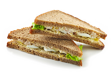 Image showing Rye bread sandwich with chicken and egg