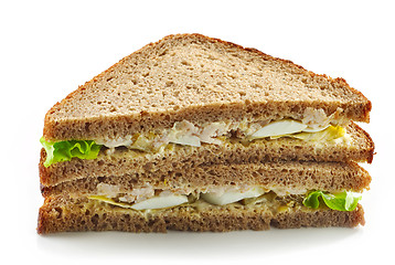 Image showing Rye bread sandwich with chicken and egg