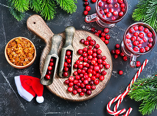 Image showing cranberry drink and berries