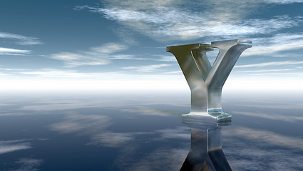 Image showing metal uppercase letter y under cloudy sky - 3d rendering