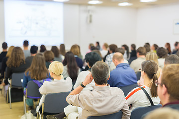 Image showing Audience in lecture hall on scientific conference.