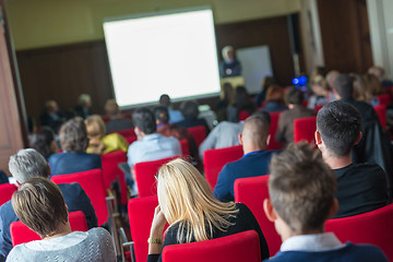 Image showing Audience in lecture hall on scientific conference.