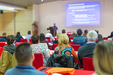 Image showing Audience in lecture hall on scientific conference.