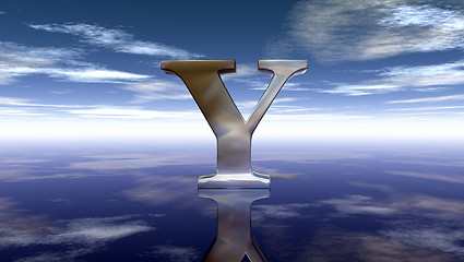 Image showing metal uppercase letter y under cloudy sky - 3d rendering