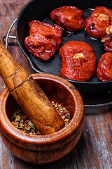 Image showing Sun-dried tomatoes in the pan