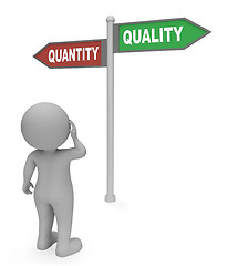 Image showing Quantity Quality Sign Shows Approval Satisfied And Guarantee 3d 