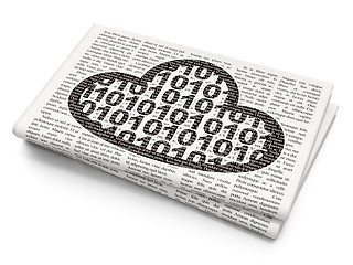Image showing Cloud computing concept: Cloud With Code on Newspaper background