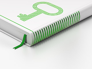 Image showing Privacy concept: closed book, Key on white background