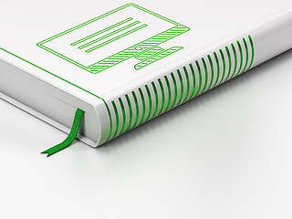 Image showing Database concept: closed book, Monitor on white background